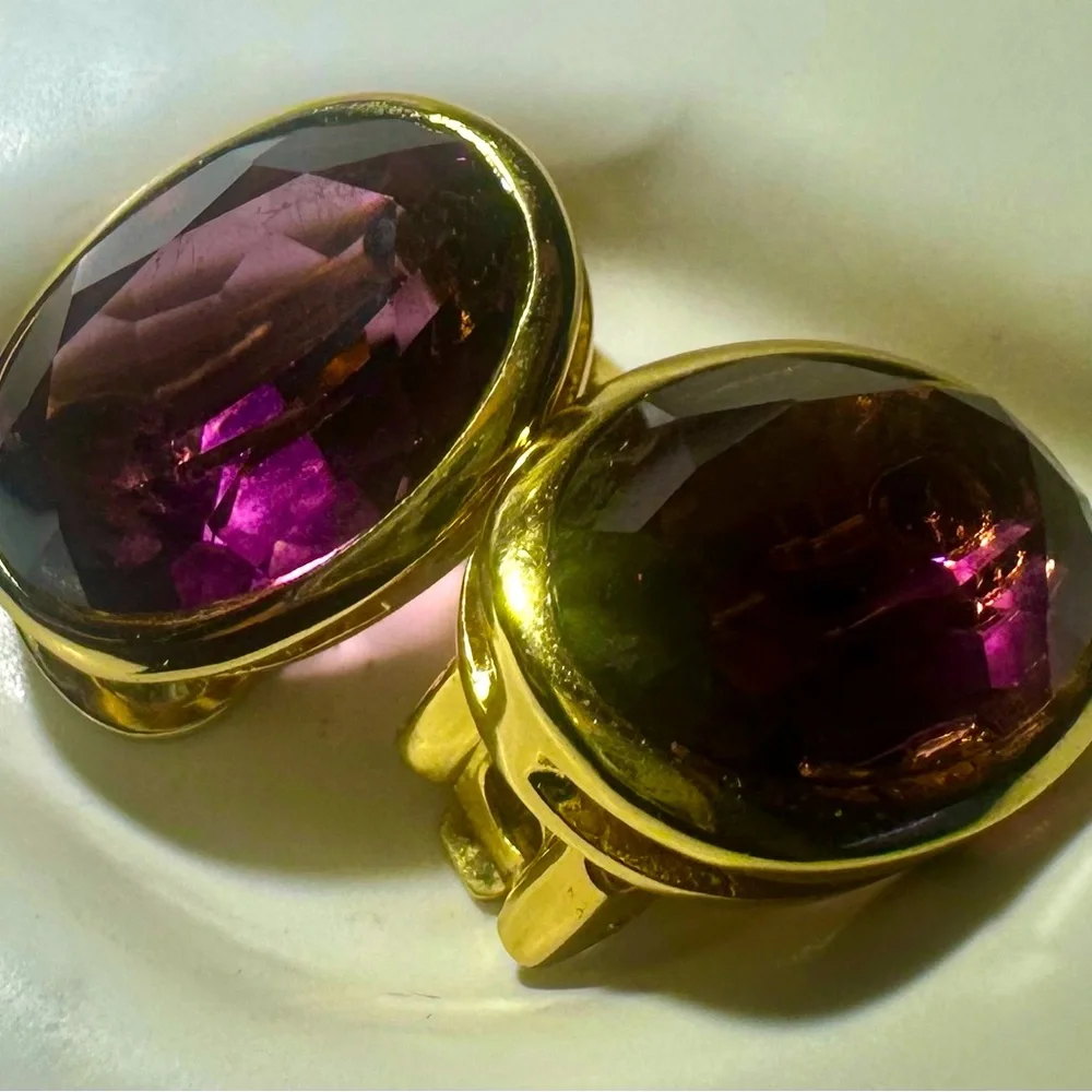 Vintage Christian DIOR Amethyst Crystal Earrings - Picture 3 of 5